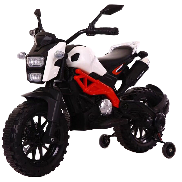 12V Kids Electric Ride-On Motorbike with Dual Motors & Hand Throttle – White/Red