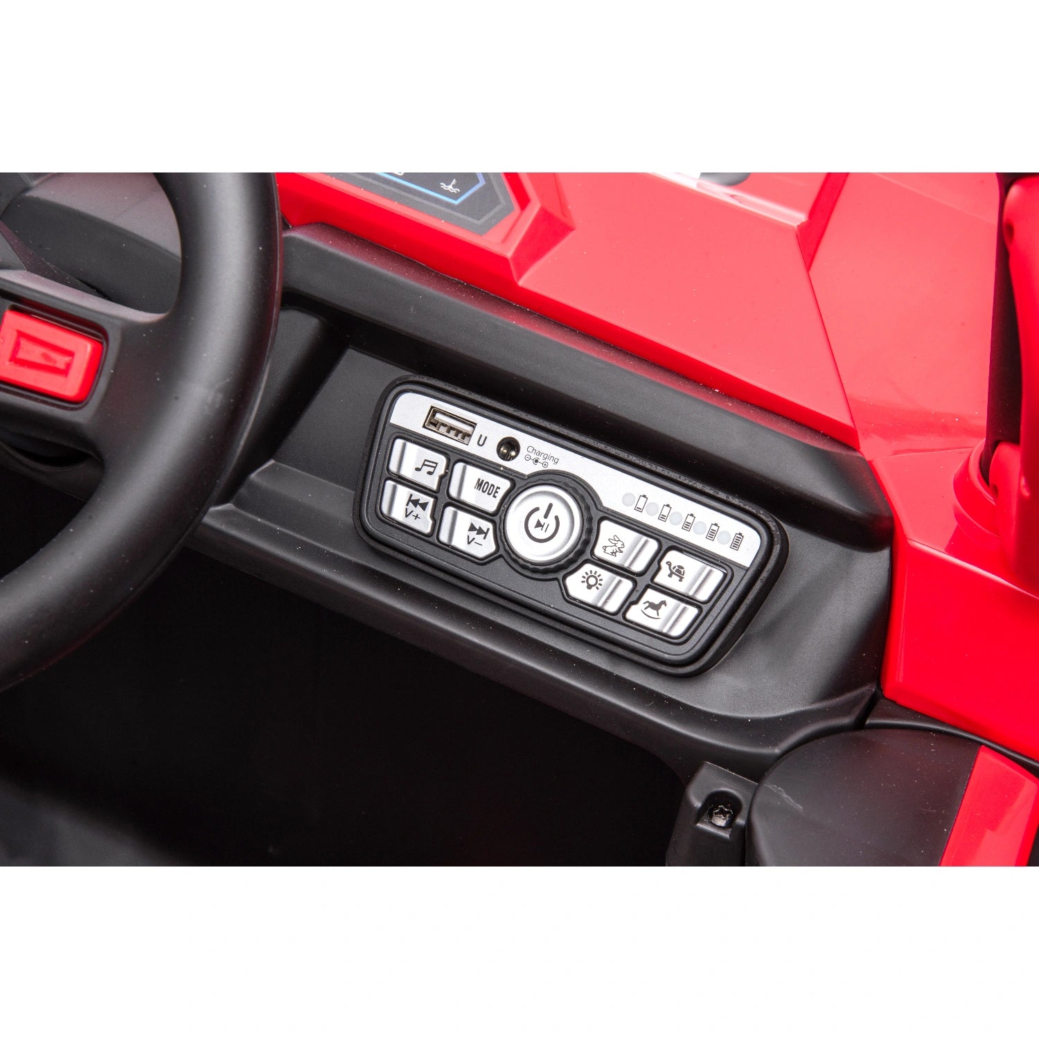 12V Ride-On Buggy for Kids – Jeep Style Off-Road Electric Car with Remote – Red