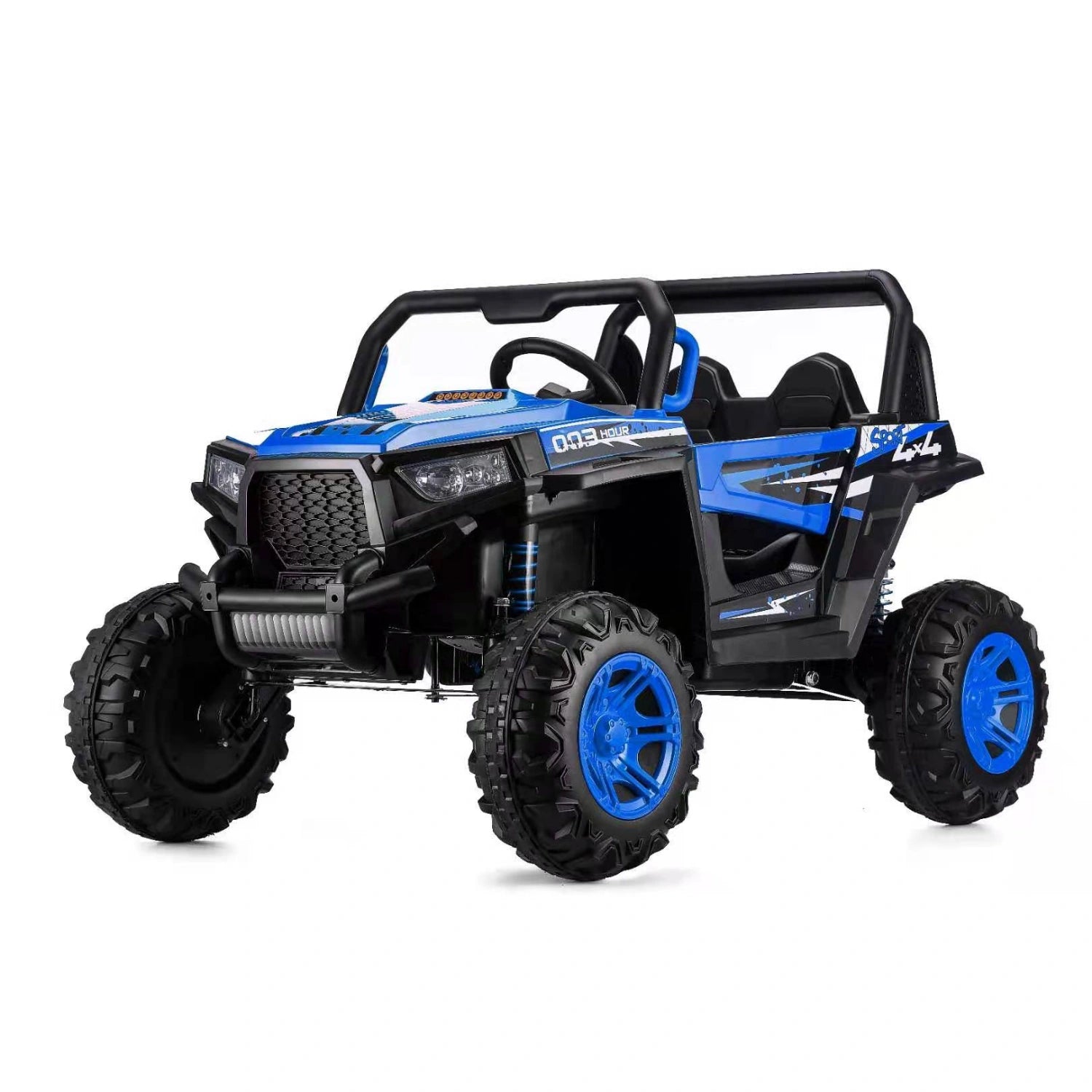 Blue 12V Jeep Style Kids Ride-On Buggy with 4WD, Lights & Remote Control