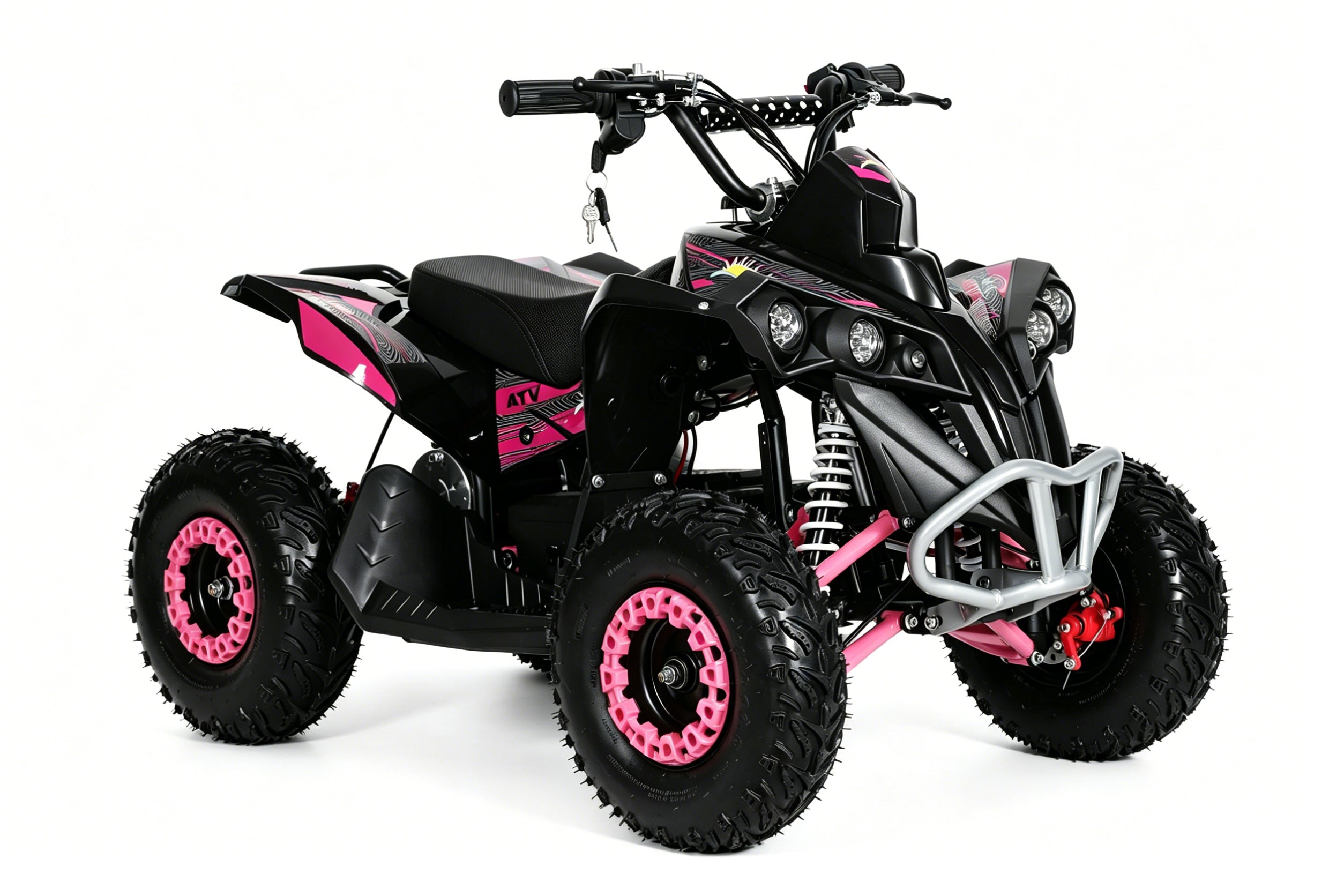 48V 1000W Kids Electric Quad Bike - High Power ATV (Black & Pink)