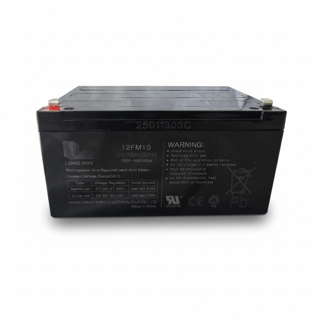 24V 10Ah black sealed lead acid SLA rechargeable battery for ride-on cars with red and silver terminals