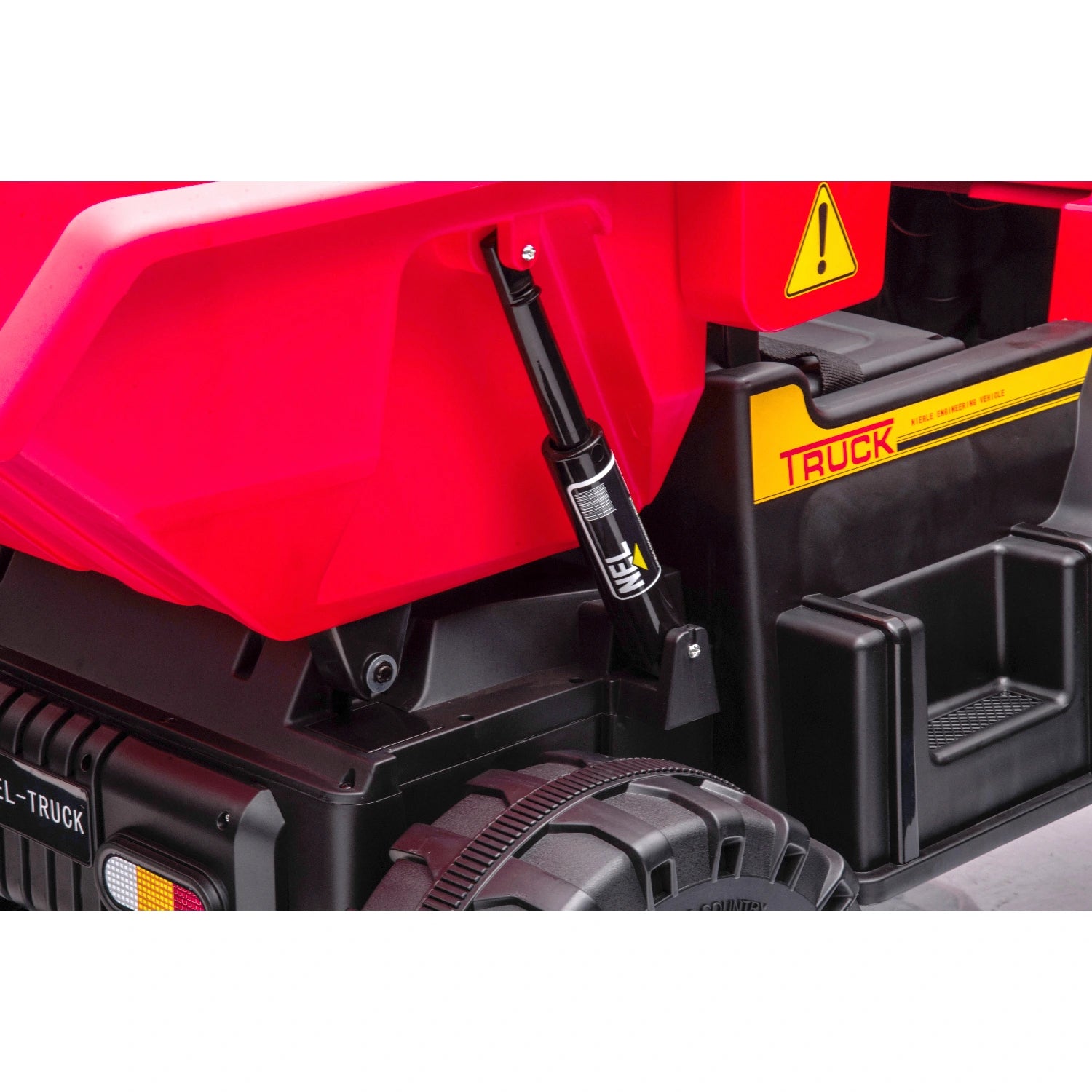 Red 24V Kids Construction Ride-On Truck, Farm Style Electric Dump Truck with Tipping Tray