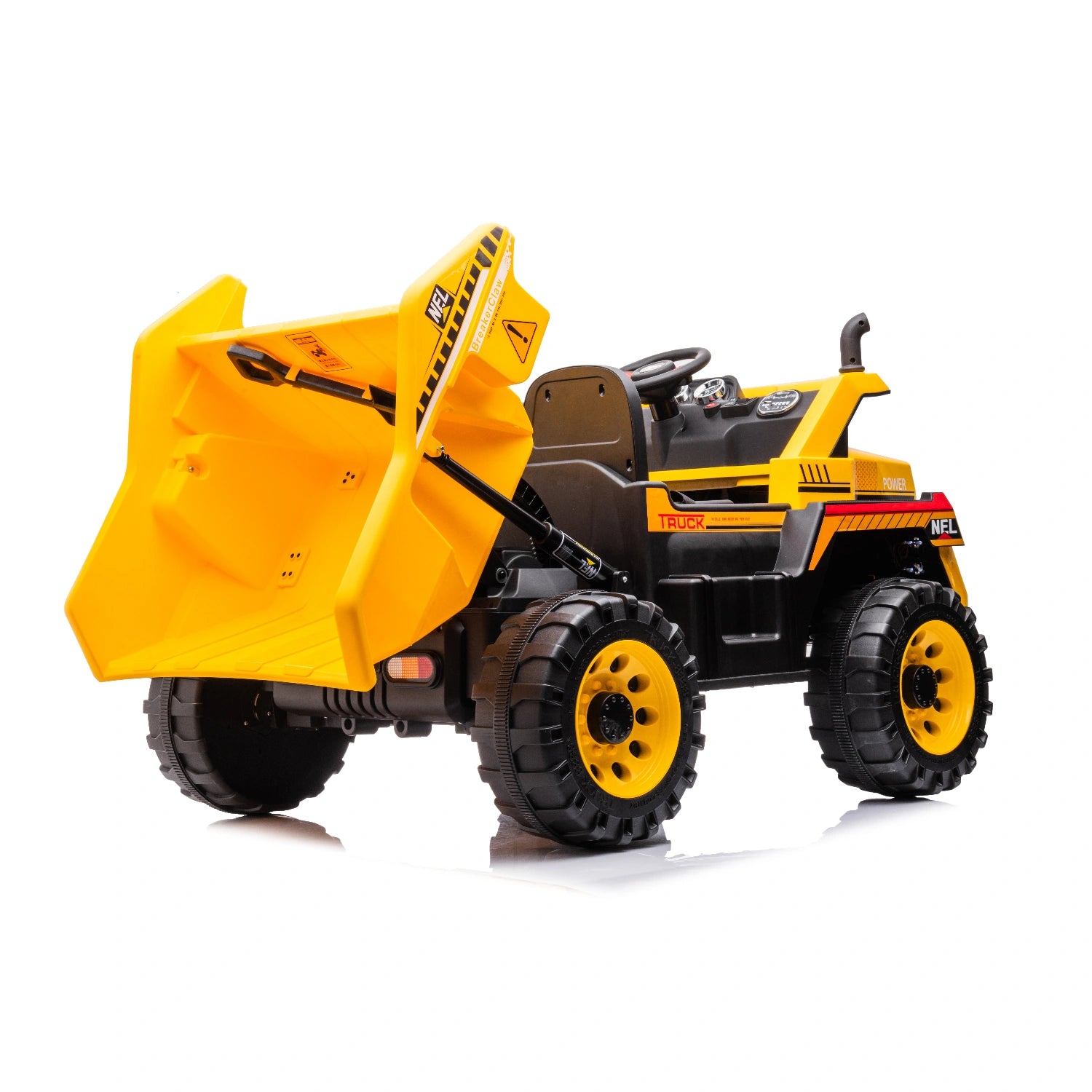 24V Ride-On Tipper Truck for Kids – Dual Seat Electric Construction Dump Truck with Remote – Yellow