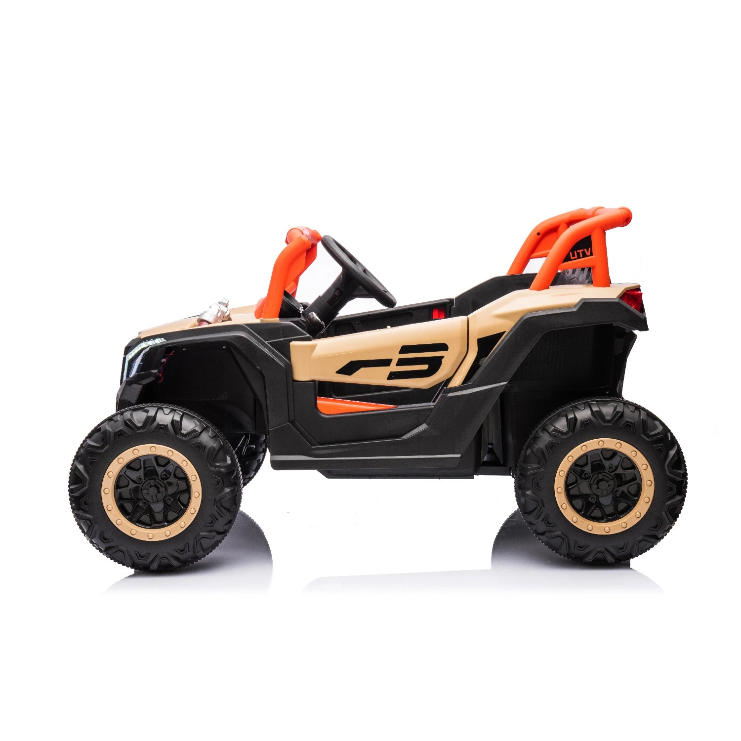 Off-Road 24V Kids Ride-On Car Buggy, Can-Am Replica with Lights & 4WD – Khaki