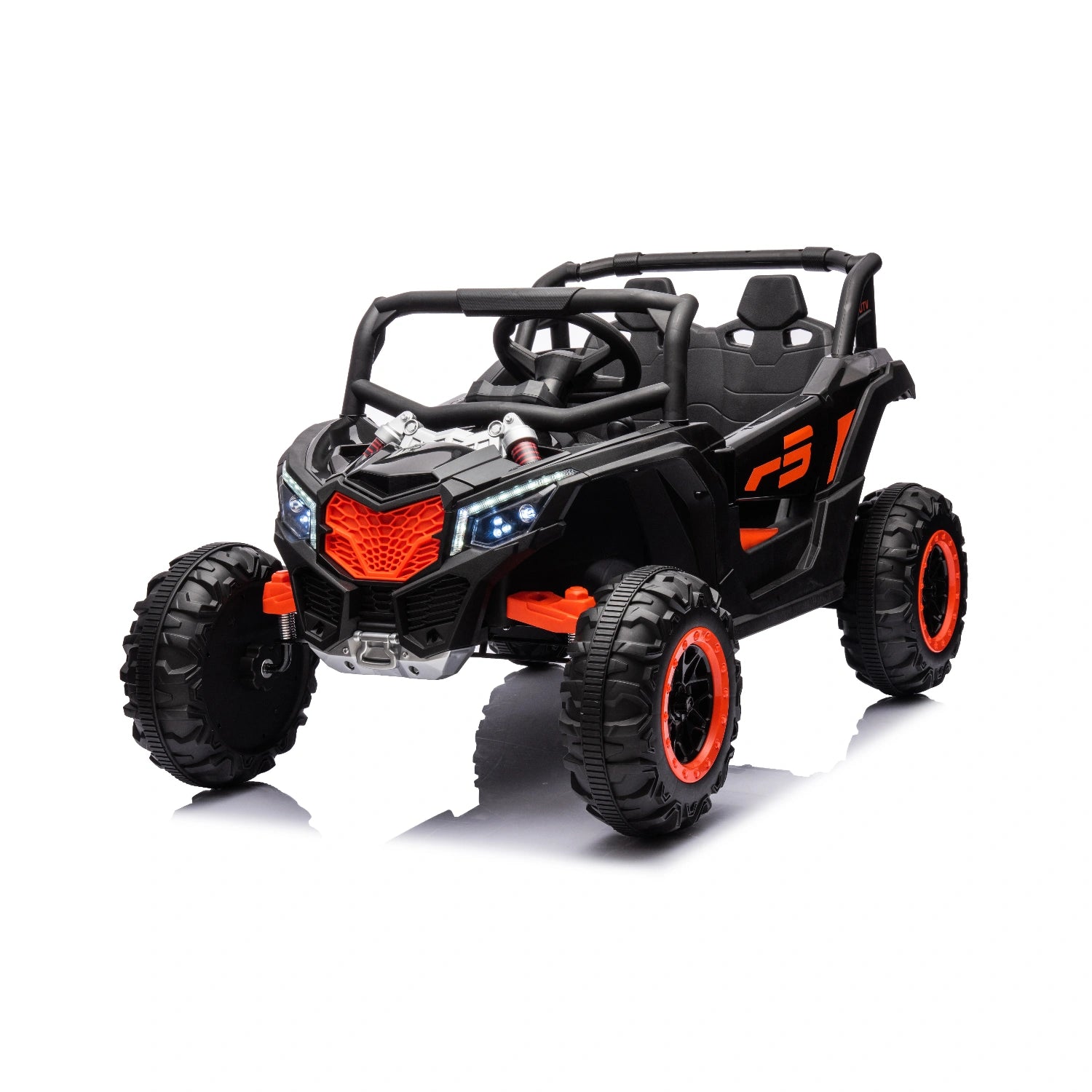 Black 24V Can-Am Style Kids Off-Road Ride-On Buggy with Leather Seat & Remote