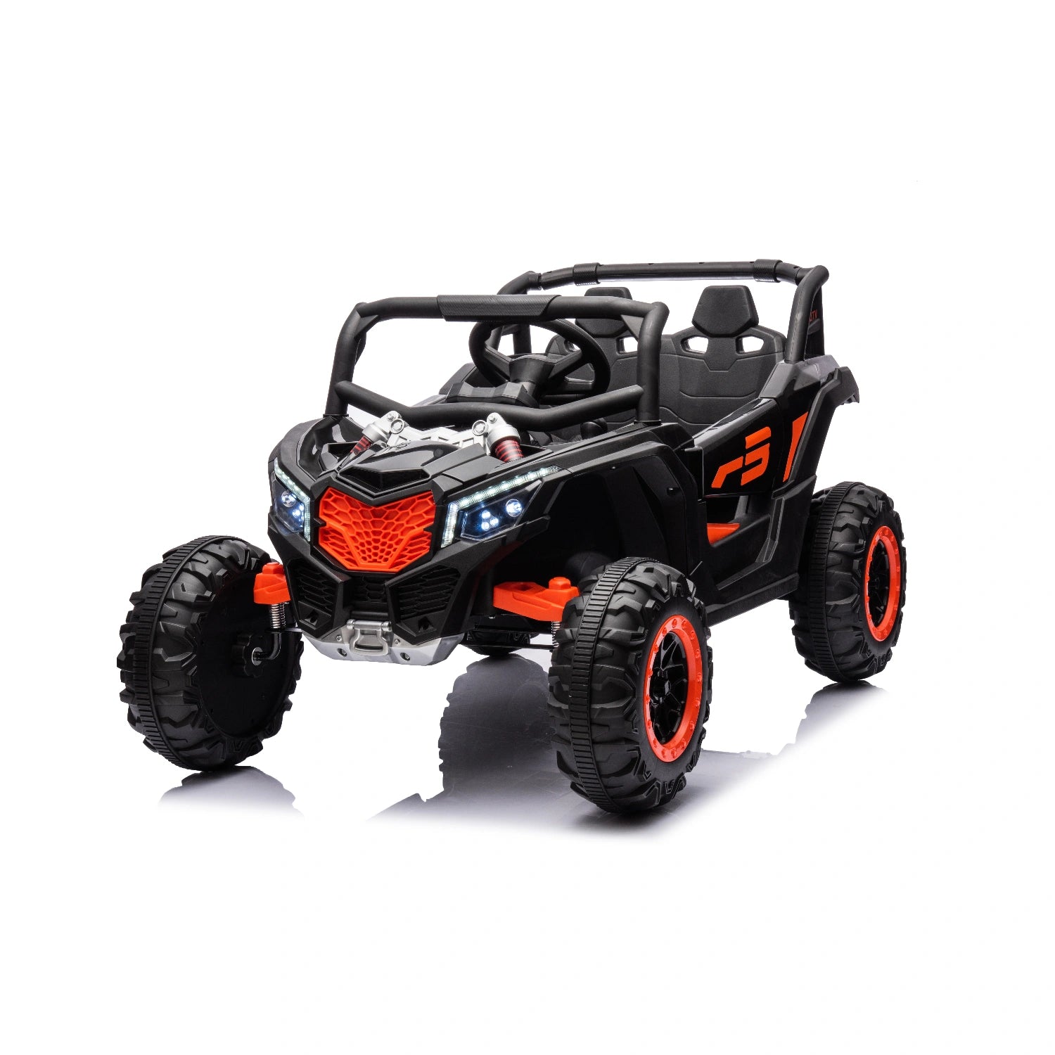 Black 24V Can-Am Style Kids Off-Road Ride-On Buggy with Leather Seat & Remote
