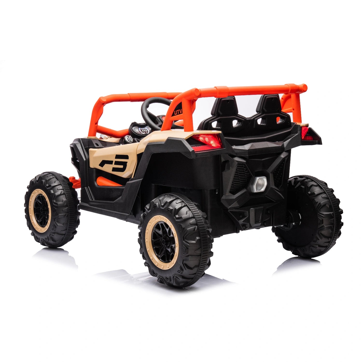 Off-Road 24V Kids Ride-On Car Buggy, Can-Am Replica with Lights & 4WD – Khaki