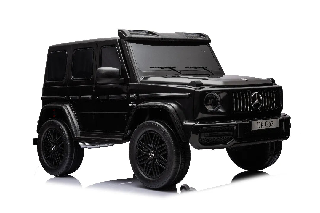 Black 24V 14Ah licensed Mercedes-AMG G63 800W 4x4 kids ride-on car with detailed grille and LED headlights