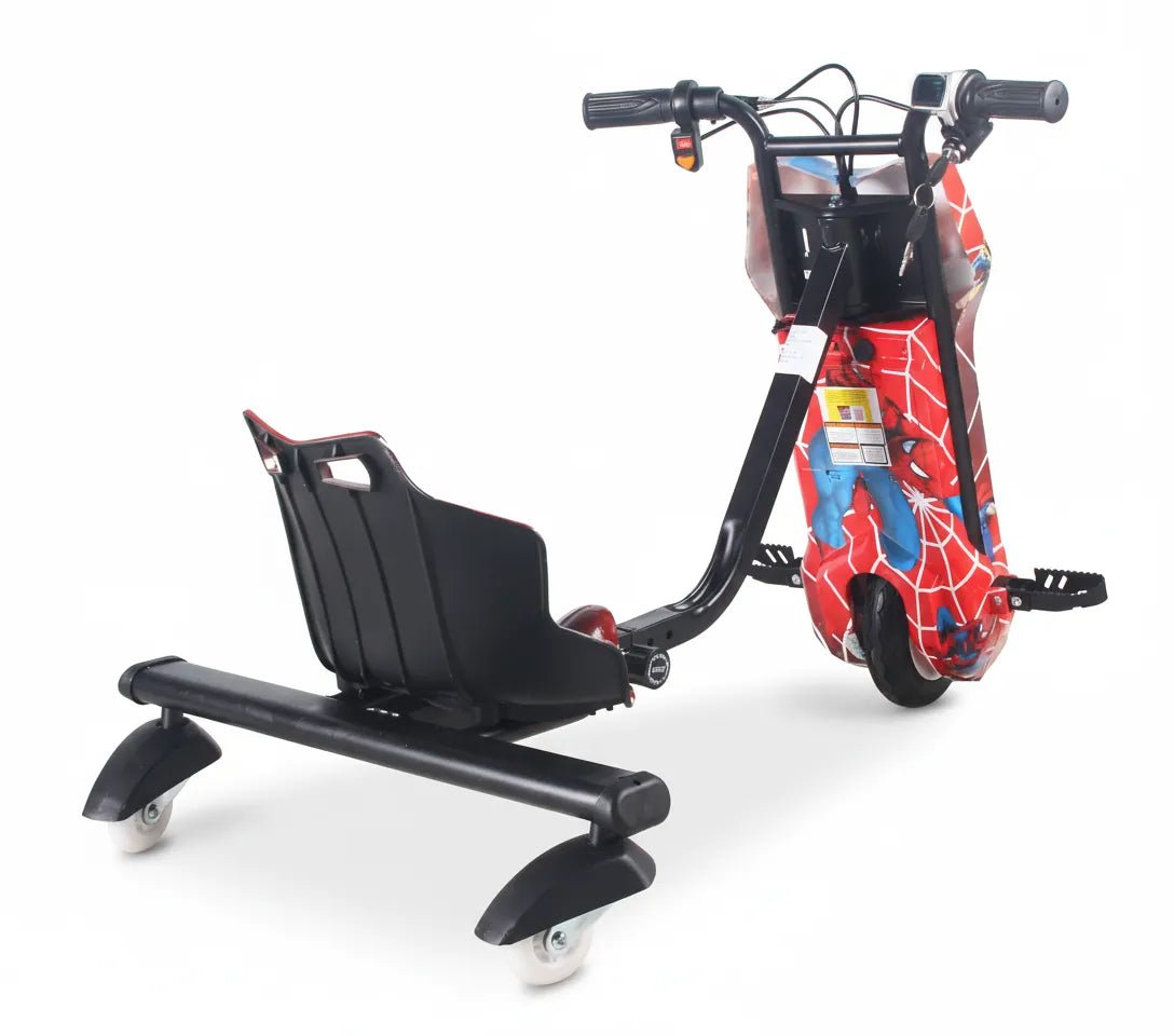 36V Kids Drift Trike – Red Spider Ride-On Electric Drifting Kart with LED Lights