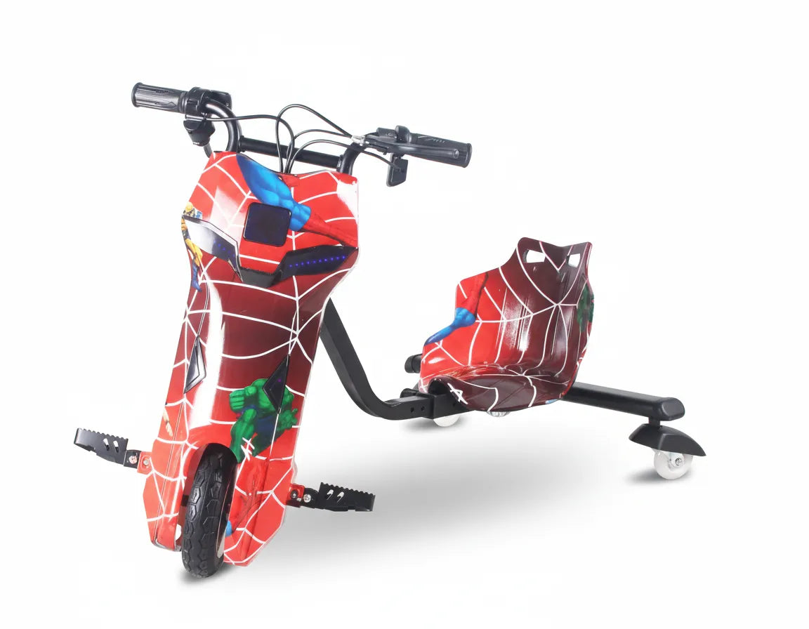 36V Kids Drift Trike – Red Spider Ride-On Electric Drifting Kart with LED Lights