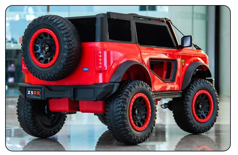 Red Ride-On Jeep Beyond 12V 4WD UTV for kids with remote control, large tires, and realistic design.