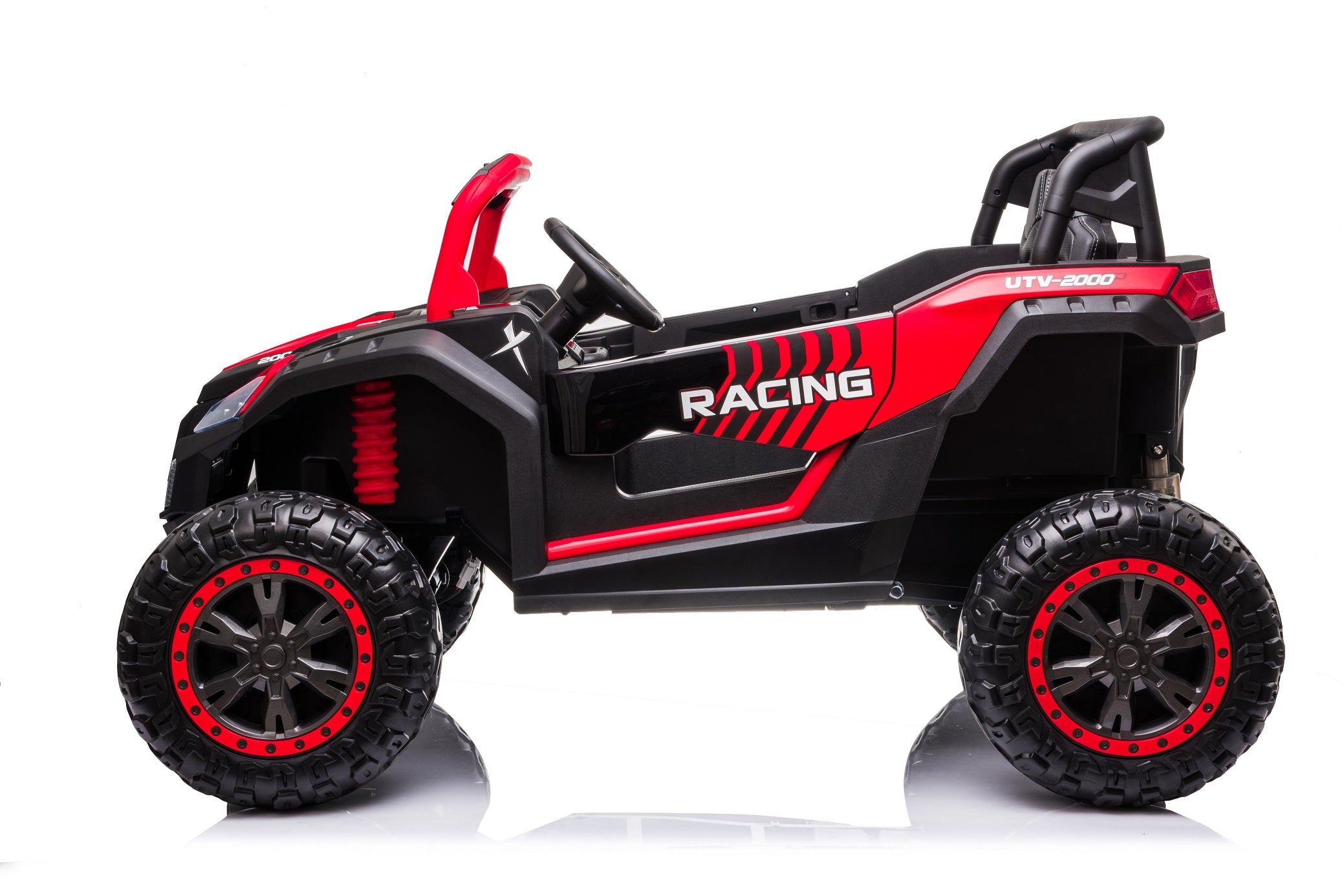 Red Stinger Buggy XL 24V 4x4 two-seater ride-on car for kids with EVA wheels and racing design.