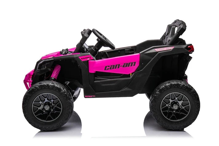 Barbie pink Can-Am Maverick 24V 800W 4x4 kids ride-on UTV with EVA tires and detailed off-road design