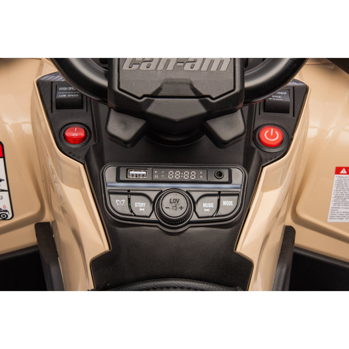 24V 800W Licensed Can-Am Outlander 2-Seater 4x4 ATV Quad Bike – Khaki
