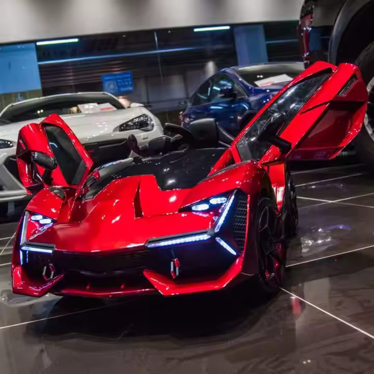 12V Lamborghini Inspired Kids Ride On Electric Car-Spray Painted Red