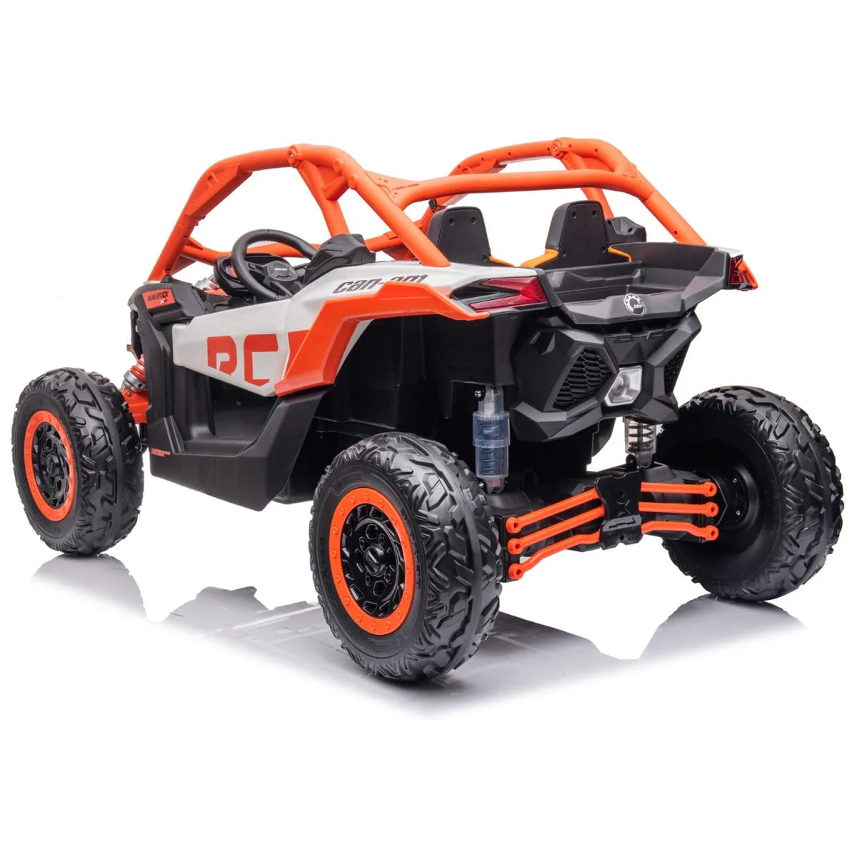 Orange licensed Can-Am ride-on car for kids