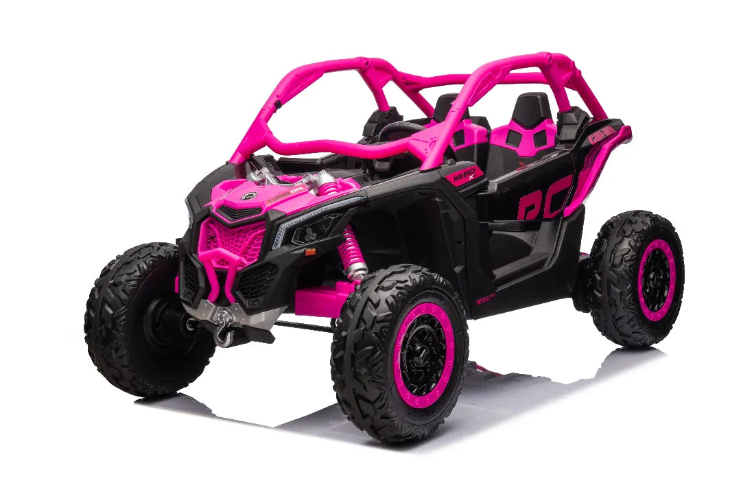 Pink 24V 800W licensed Can-Am Maverick 4x4 kids ride-on UTV buggy with rugged tires and two seats