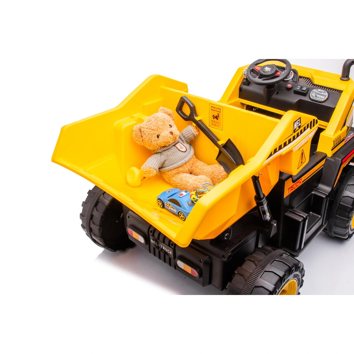24V Ride-On Tipper Truck for Kids – Dual Seat Electric Construction Dump Truck with Remote – Yellow