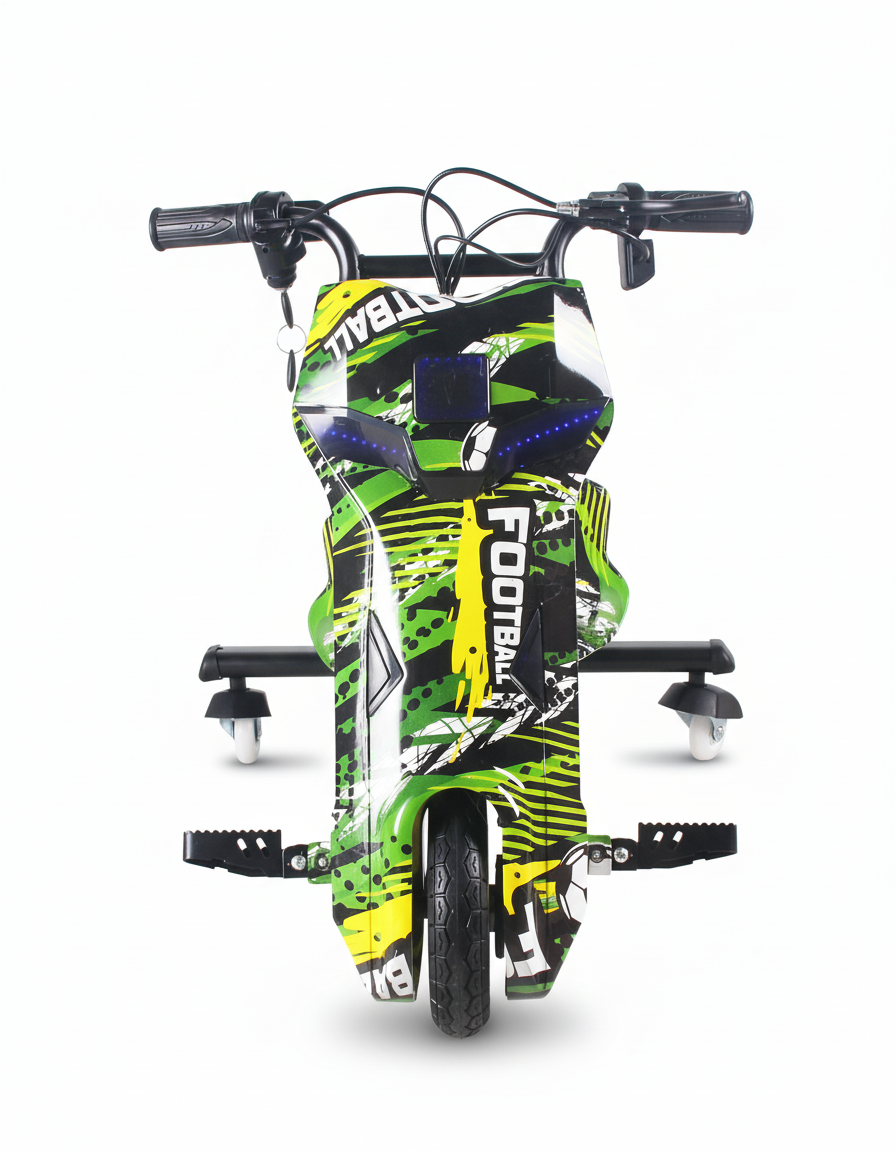 36V Kids Drift Trike – Green Football Ride-On Electric Drifting Kart with Lights