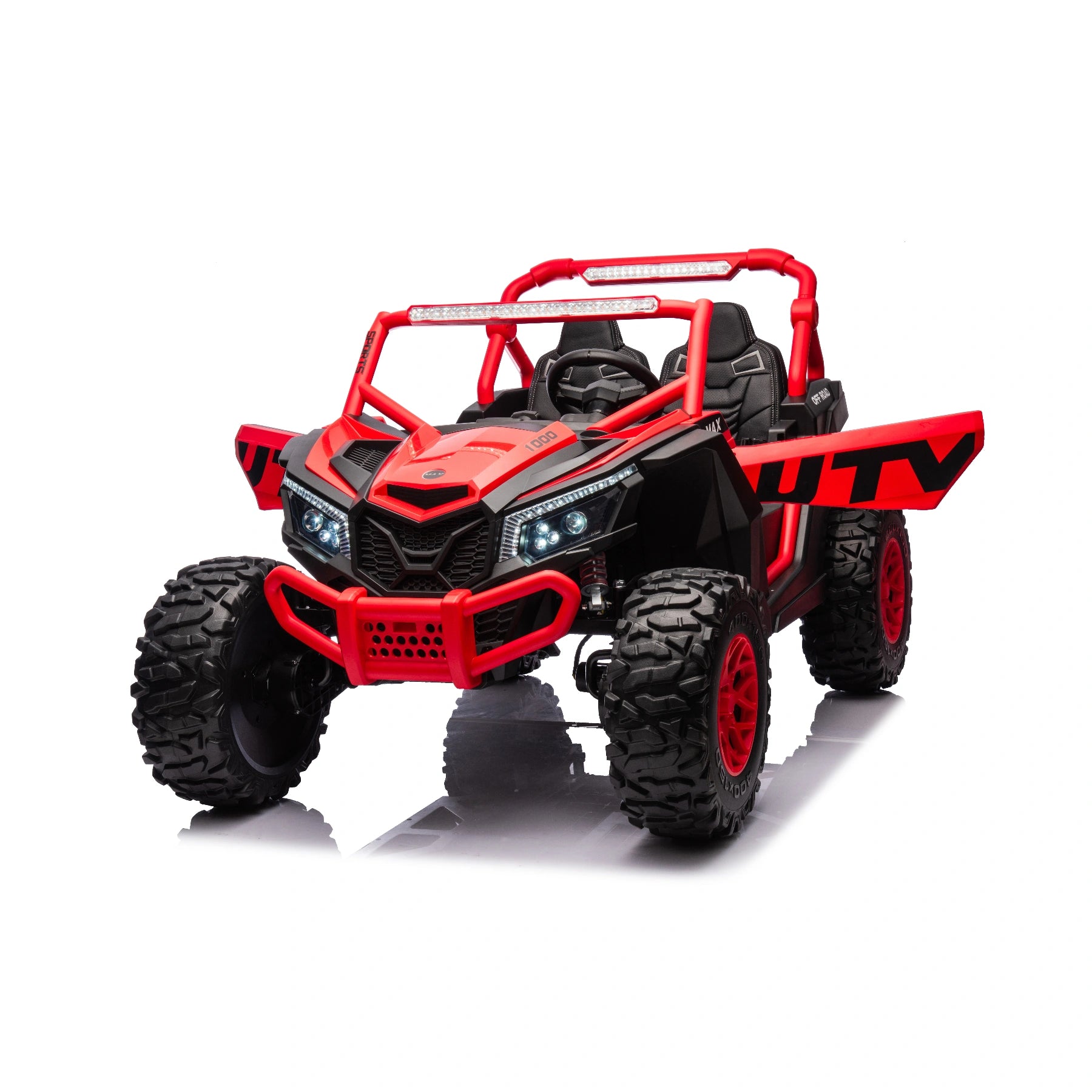 Red King of UTVs ZForce RZR Turbo 24V 1400W kids 2-seater electric ride-on buggy with rugged tires and roll cage