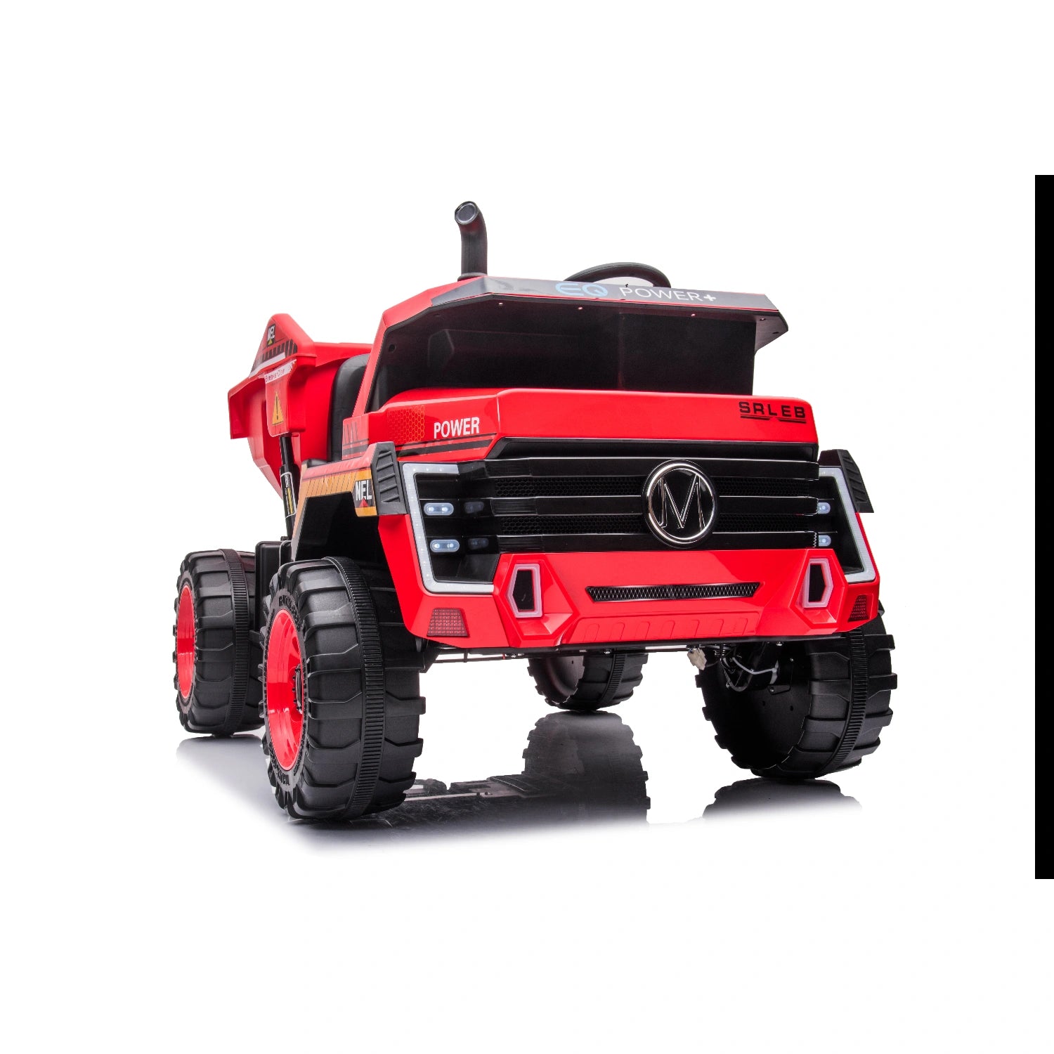 Red 24V Kids Construction Ride-On Truck, Farm Style Electric Dump Truck with Tipping Tray
