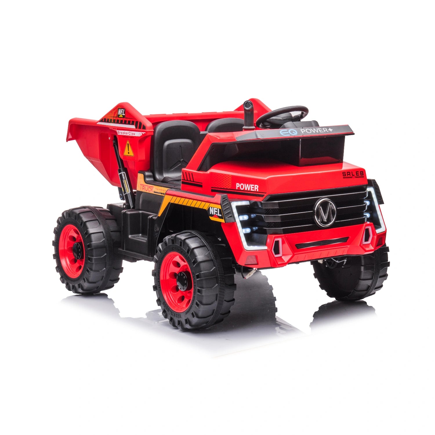 Red 24V Kids Construction Ride-On Truck, Farm Style Electric Dump Truck with Tipping Tray