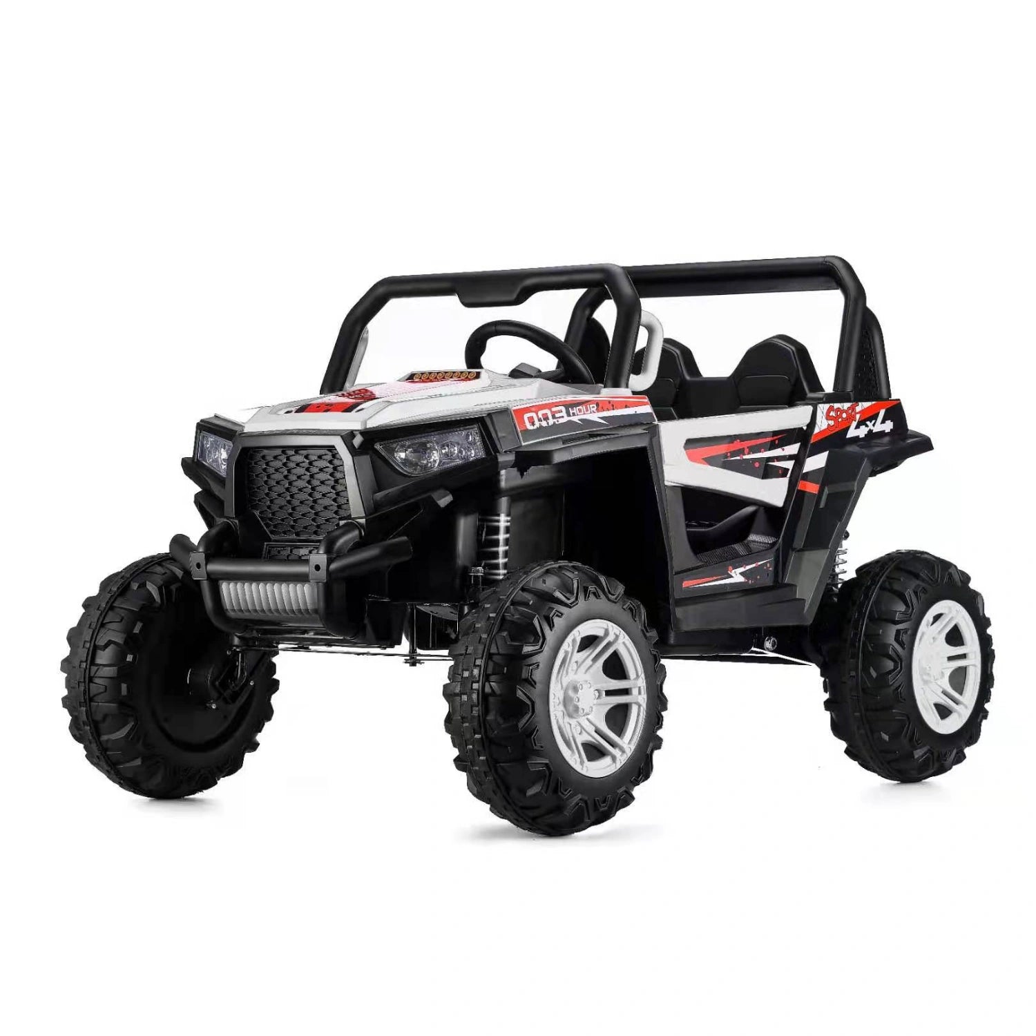 12V Ride-On Buggy for Kids – Jeep Style Off-Road Electric Car with Remote – White