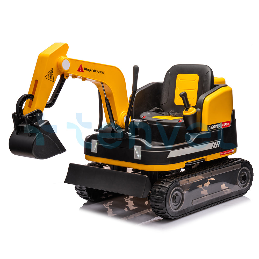 24V Ride-On Construction Digger – Kids Electric Excavator Toy with Dual Motors 750W-Yellow
