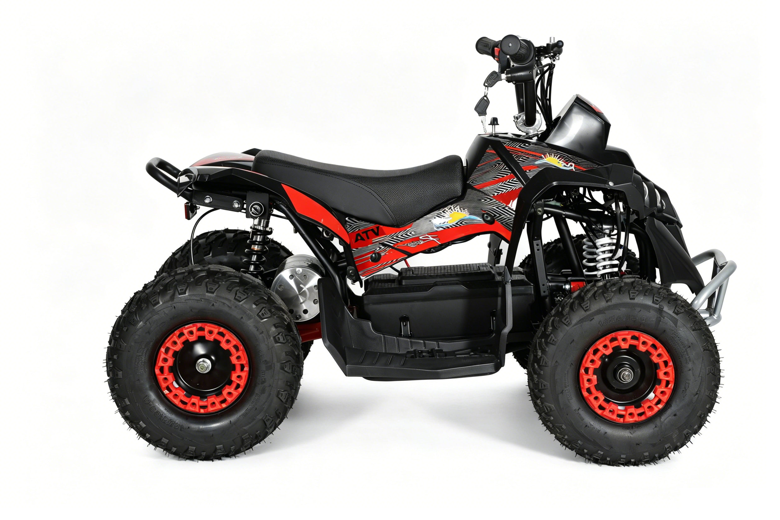 48V 1000W Kids Electric Quad Bike - High Power ATV (Black & Red)