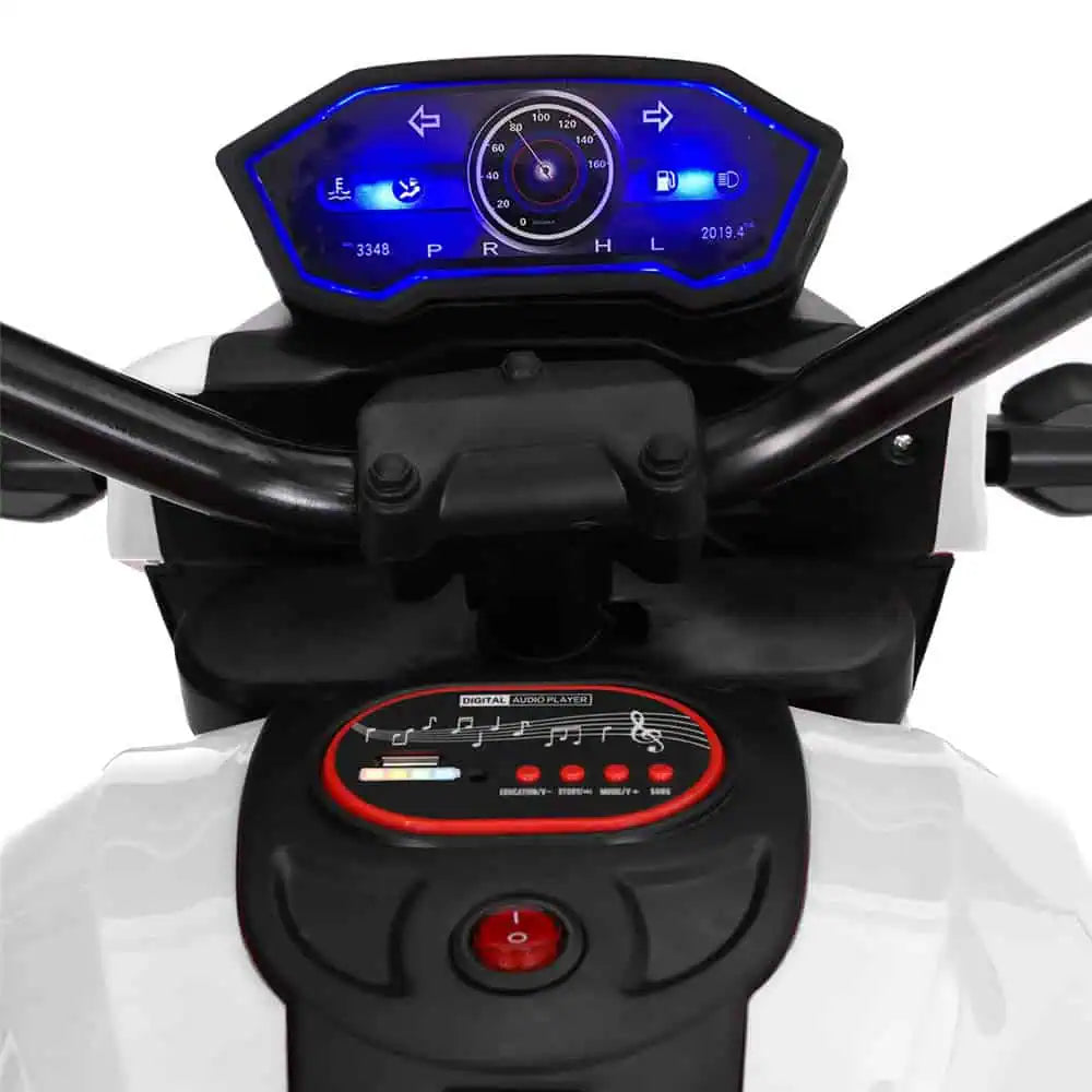 12V Kids Electric Ride-On Motorbike with Dual Motors & Hand Throttle – White/Red