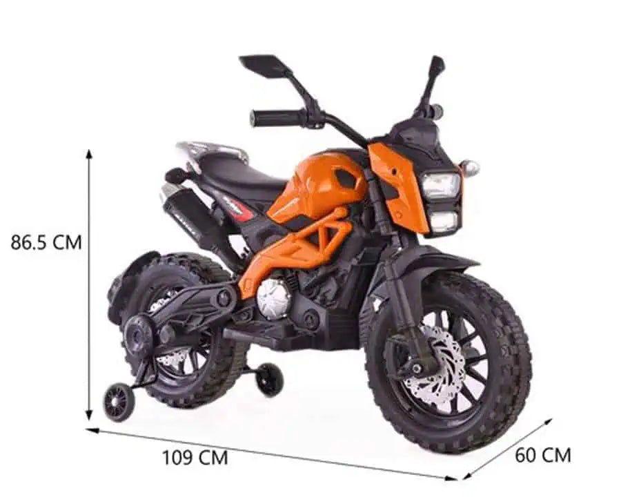 12V Kids Electric Ride-On Motorbike with Dual Motors & Hand Throttle – Orange