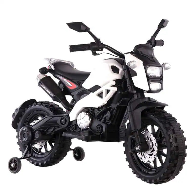 12V Kids Electric Ride-On Motorbike with Dual Motors & Hand Throttle – White