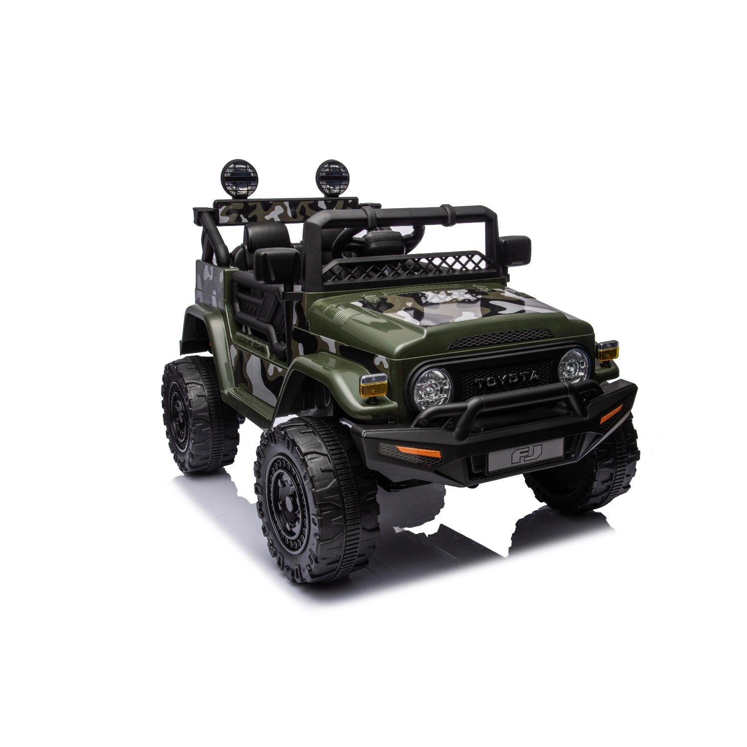 12V Licensed Toyota FJ Cruiser Kids Electric Ride-On Car – Army Green Camouflage Edition