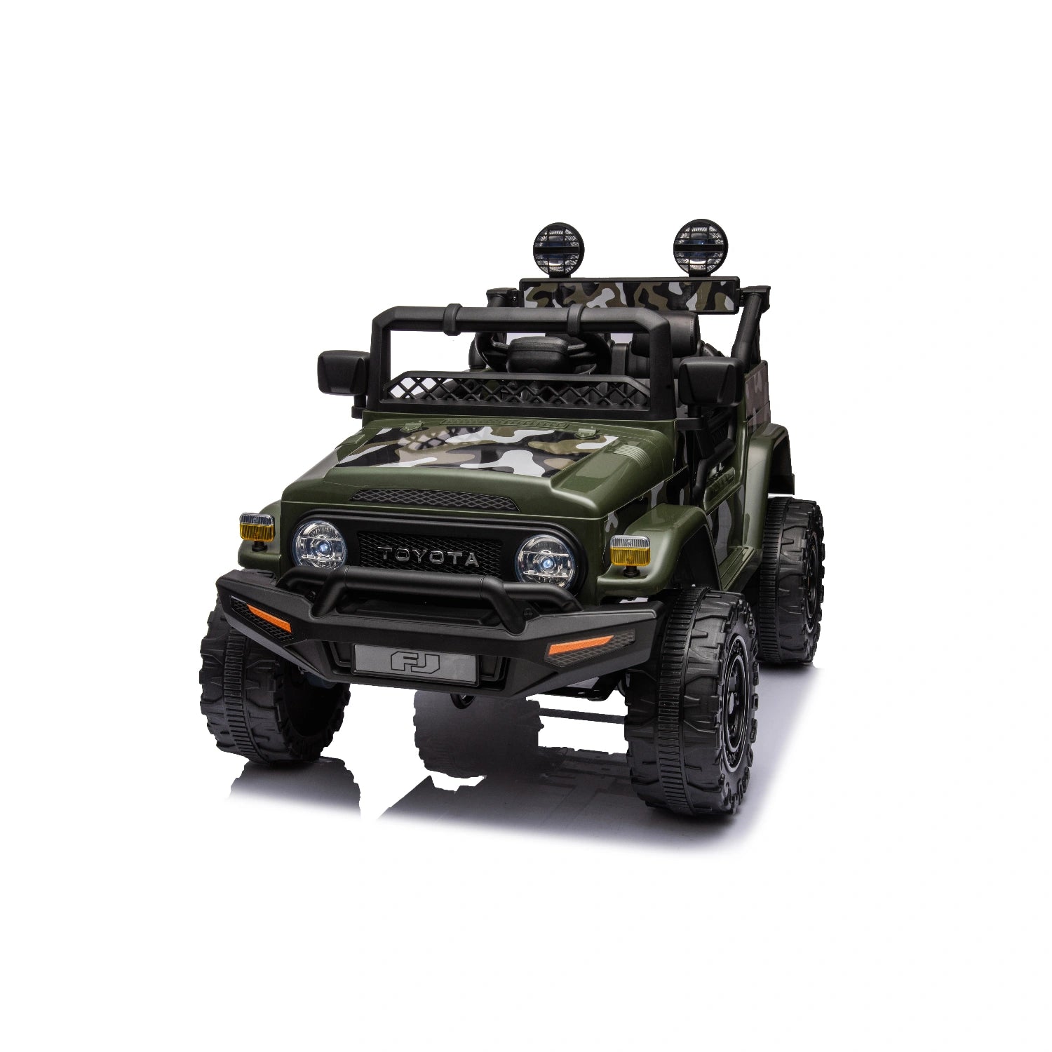12V Licensed Toyota FJ Cruiser Kids Electric Ride-On Car – Army Green Camouflage Edition