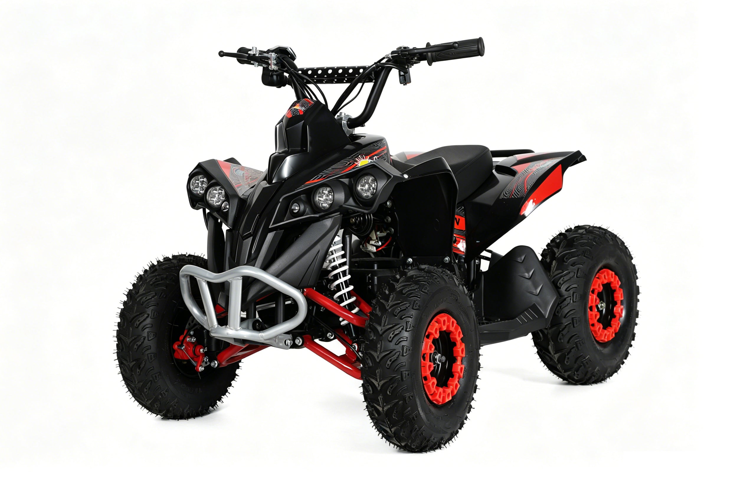 48V 1000W Kids Electric Quad Bike - High Power ATV (Black & Red)