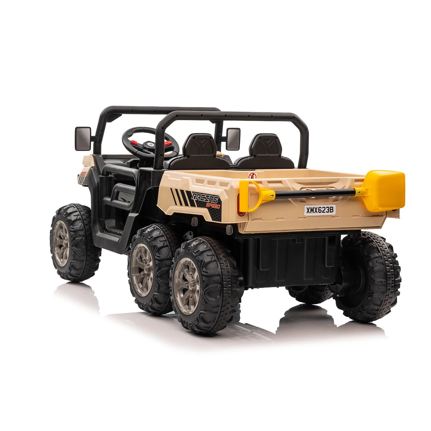 24V 6-Wheel Kids Dump Truck – Electric Ride-On Tipper Farm Truck with 4WD – Khaki