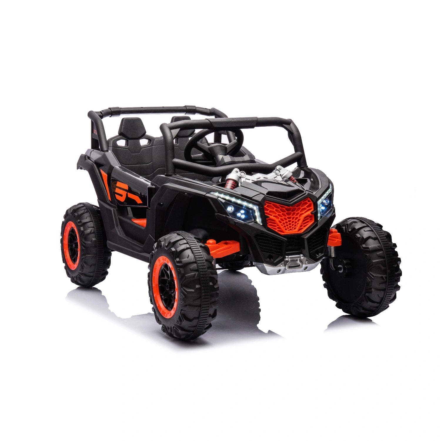 Black 24V Can-Am Style Kids Off-Road Ride-On Buggy with Leather Seat & Remote