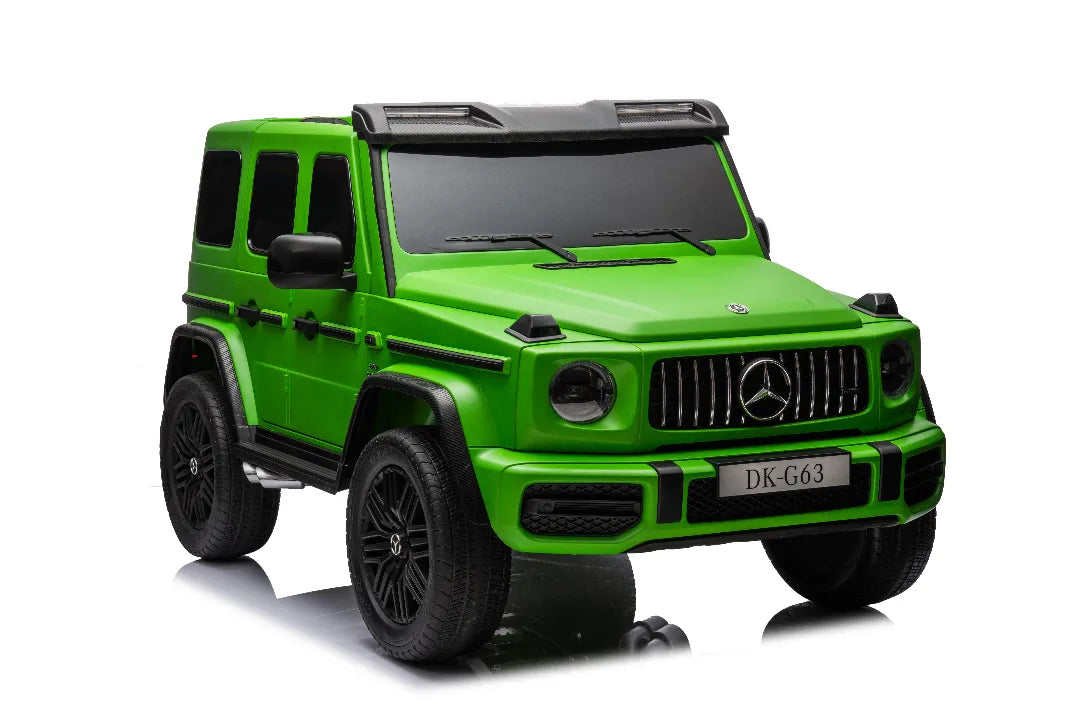 Green 24V 14Ah licensed Mercedes-AMG G63 800W 4x4 kids ride-on car with realistic grille and black wheels