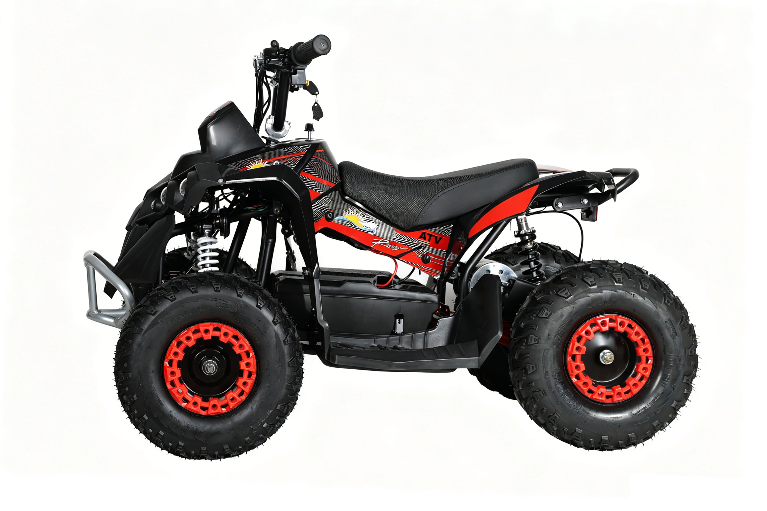 48V 1000W Kids Electric Quad Bike - High Power ATV (Black & Red)