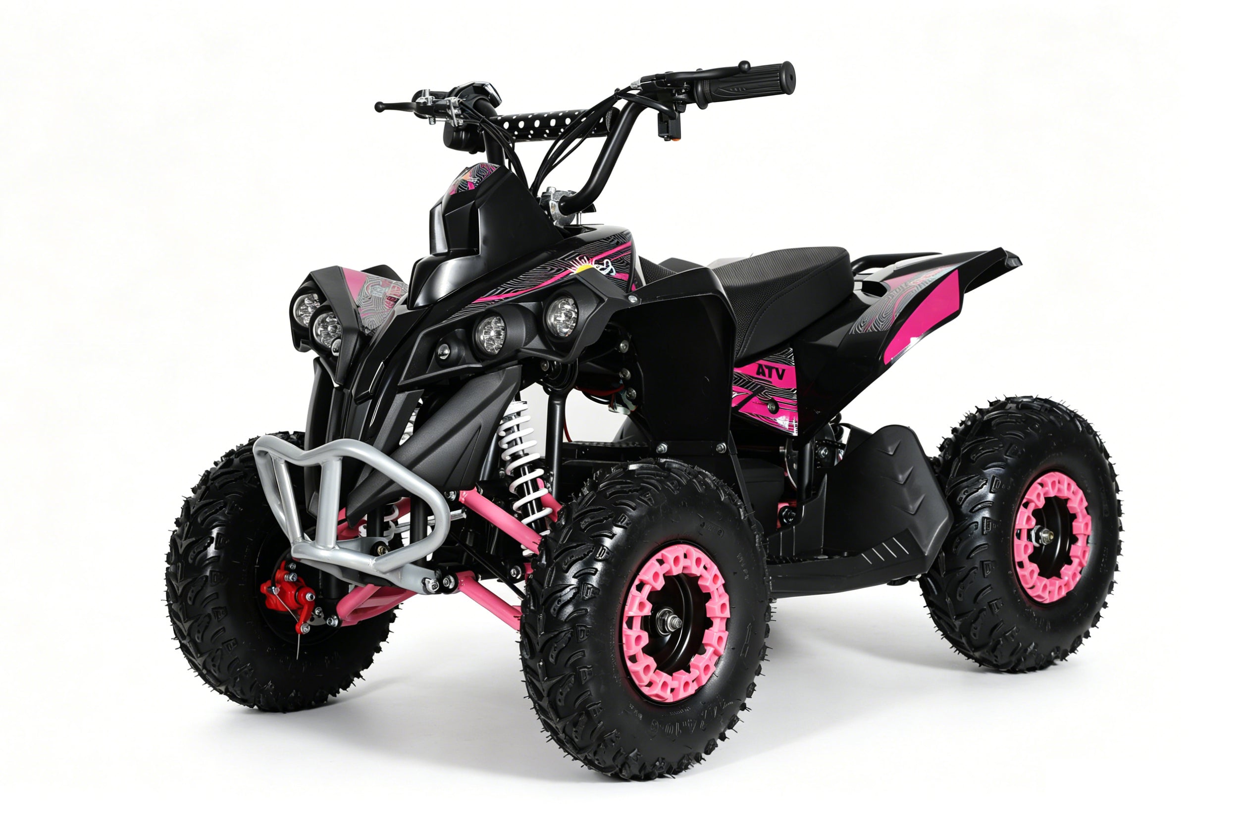 48V 1000W Kids Electric Quad Bike - High Power ATV (Black & Pink)