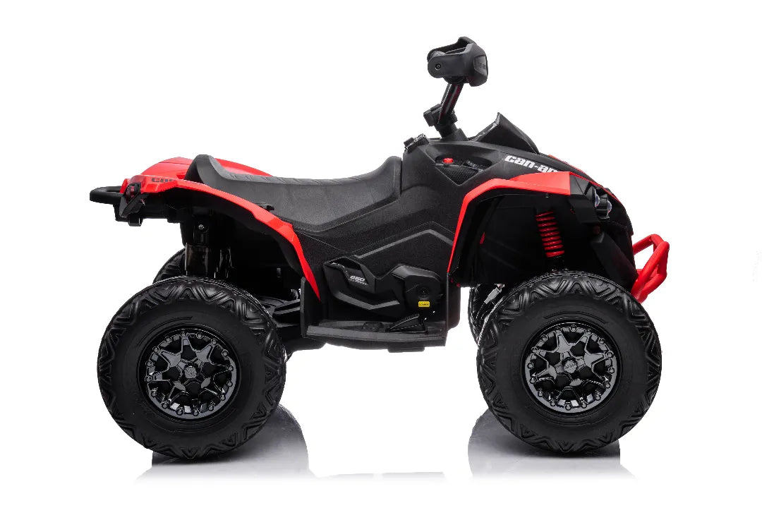 Red licensed 24V Can-Am Renegade 4x4 quad bike for kids with four 200W motors and rugged off-road tires