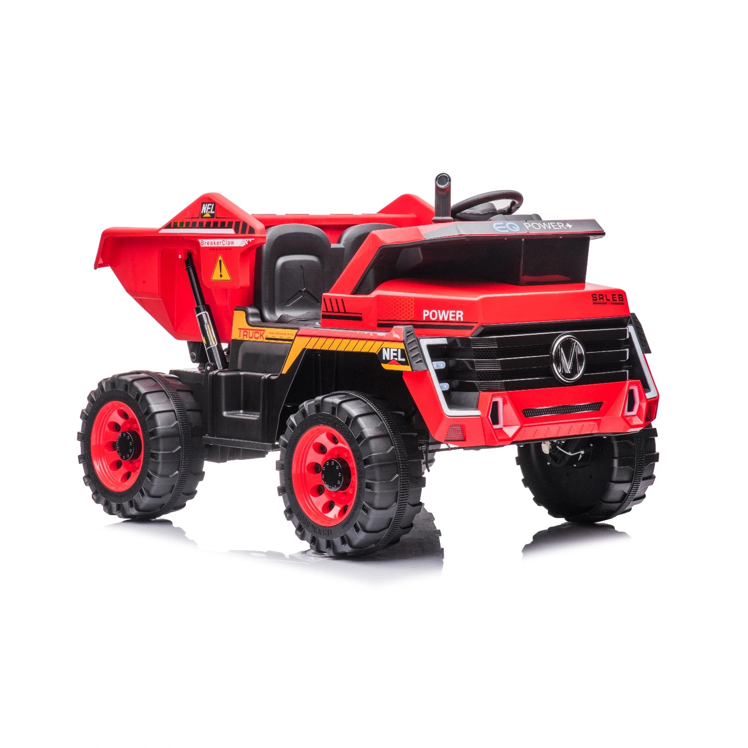 Red 24V Kids Construction Ride-On Truck, Farm Style Electric Dump Truck with Tipping Tray