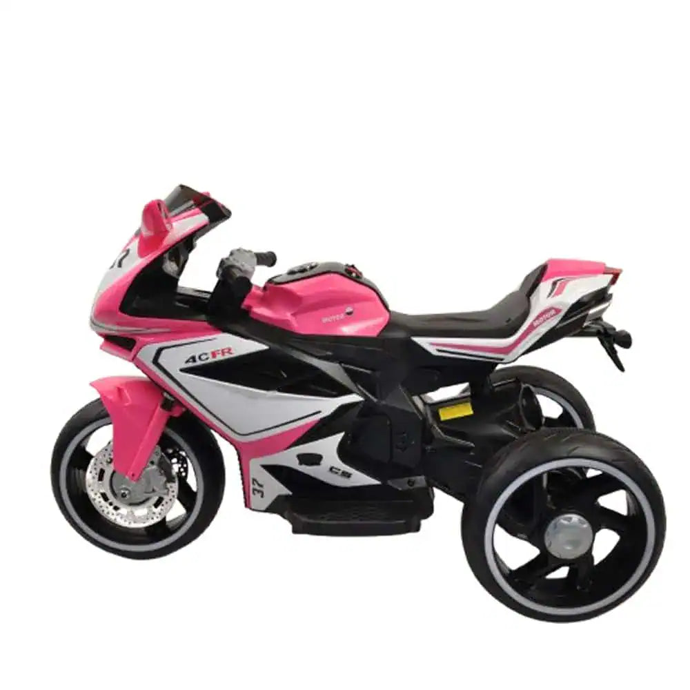12V Kids Electric 3-Wheel Ride-On Motorcycle – Pink