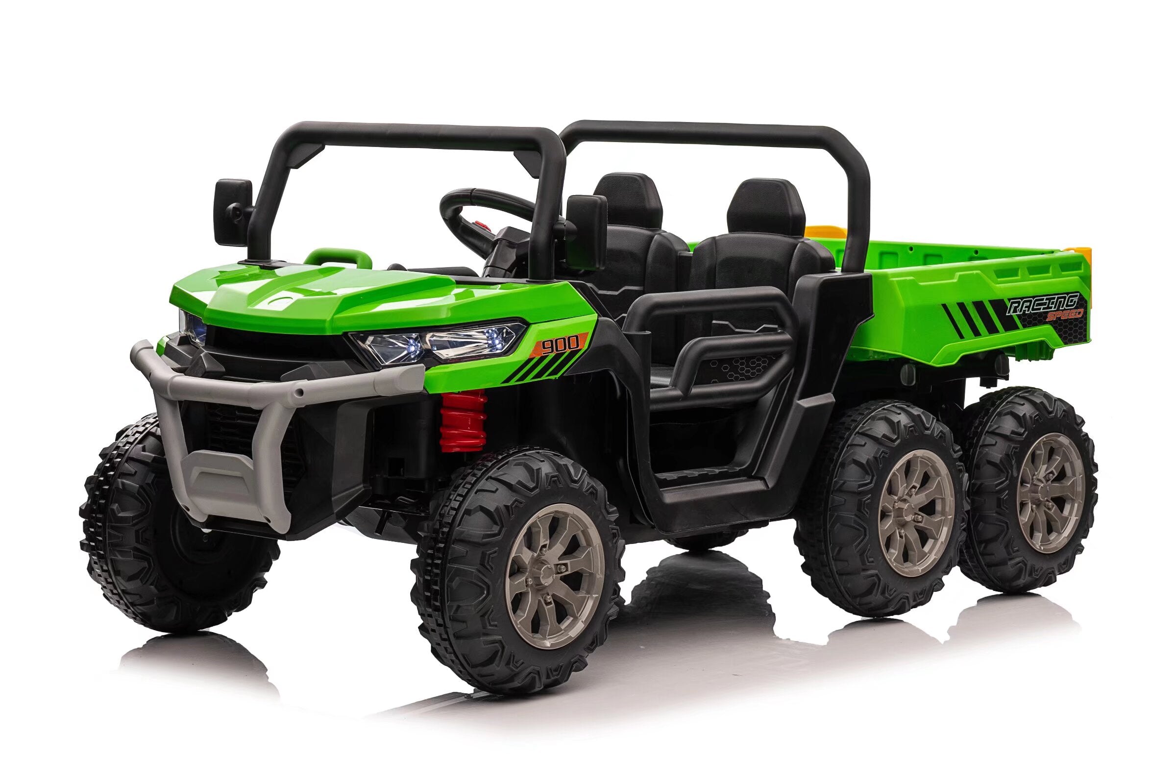 24V Electric Ride-On Dump Truck for Kids – Green | Power Tipper, 6-Wheel Drive, Dual Seat