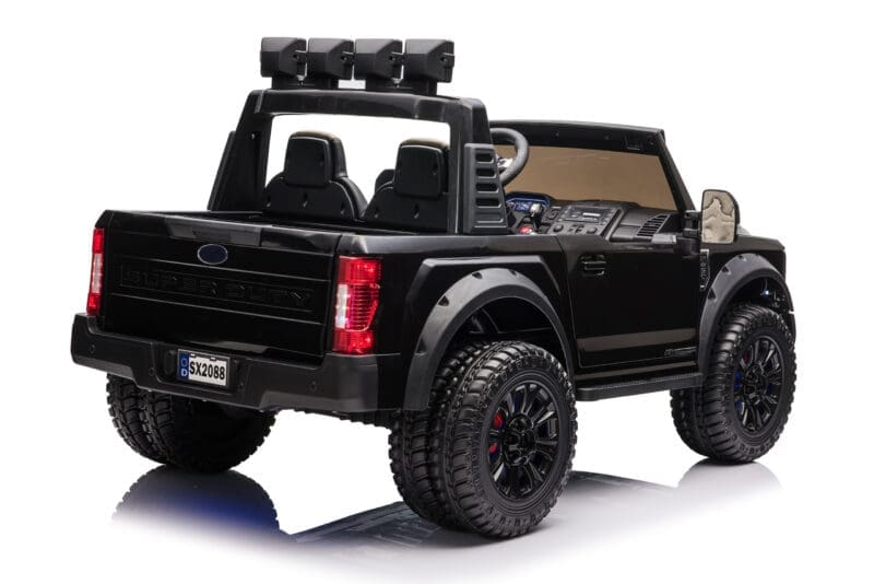 Kids driving the electric ride-on Ford Super Duty with parental remote control