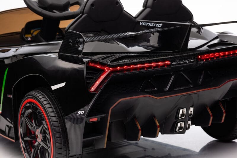 LED headlights and cool rear lights on Lamborghini ride-on